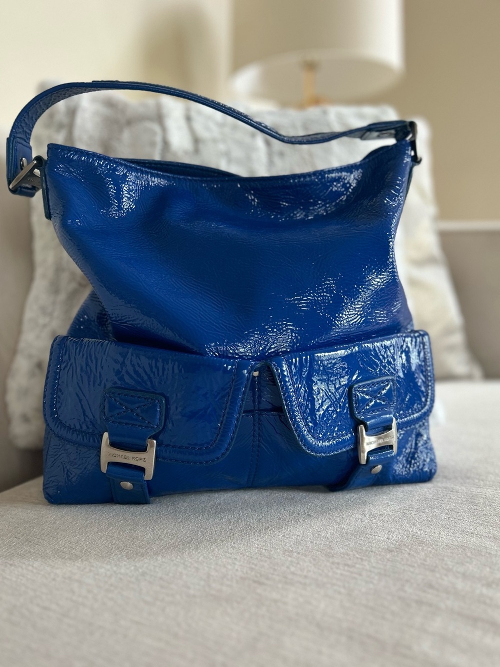 Michael Kors Electric Blue Patent Leather Shoulder Bag